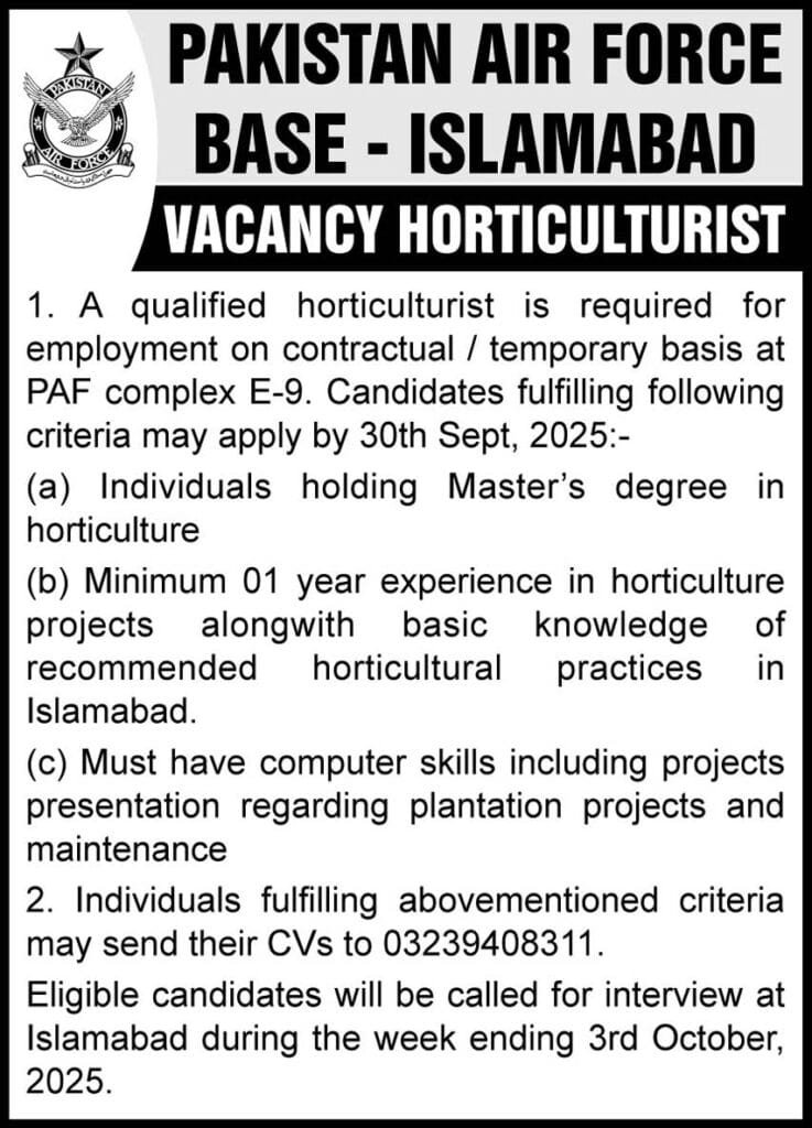 Pakistan Air Force PAF Pakistan Jobs 2025