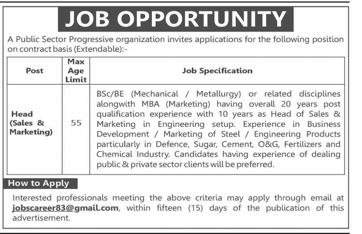 Progressive Public Sector Organization Sindh Jobs 2025