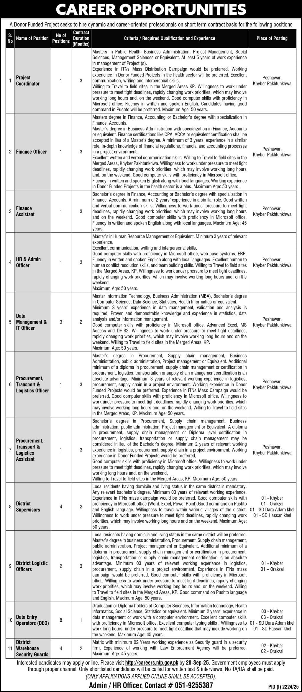 Donor Funded Project Jobs in Pakistan 1 Donor Funded Project Jobs in Pakistan