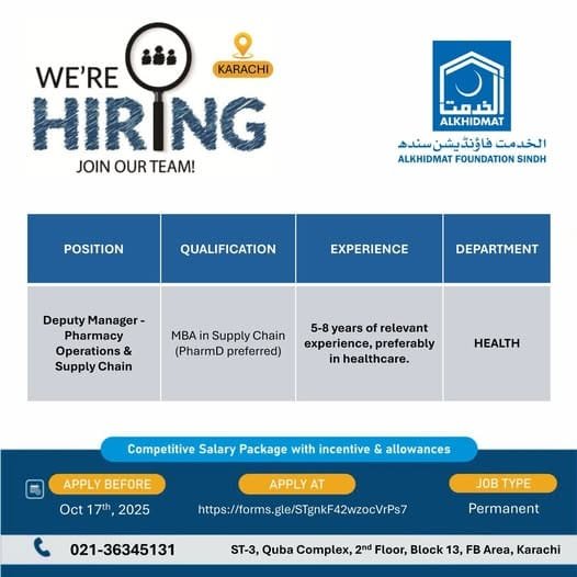 Latest New Alkhidmat Foundation NGO Karachi Jobs 2025