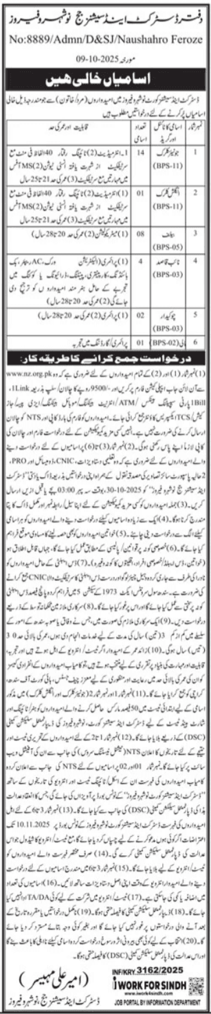 District and Sessions Court Naushahro Feroze Jobs 2025 New