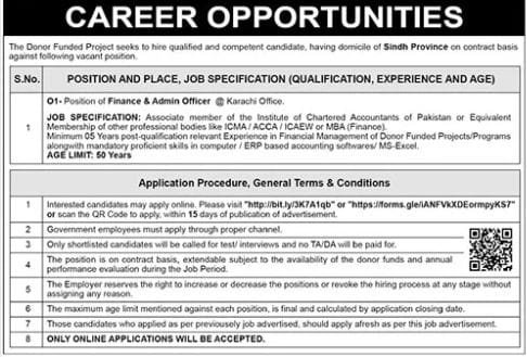 Donor Funded Project Sindh Jobs 2025