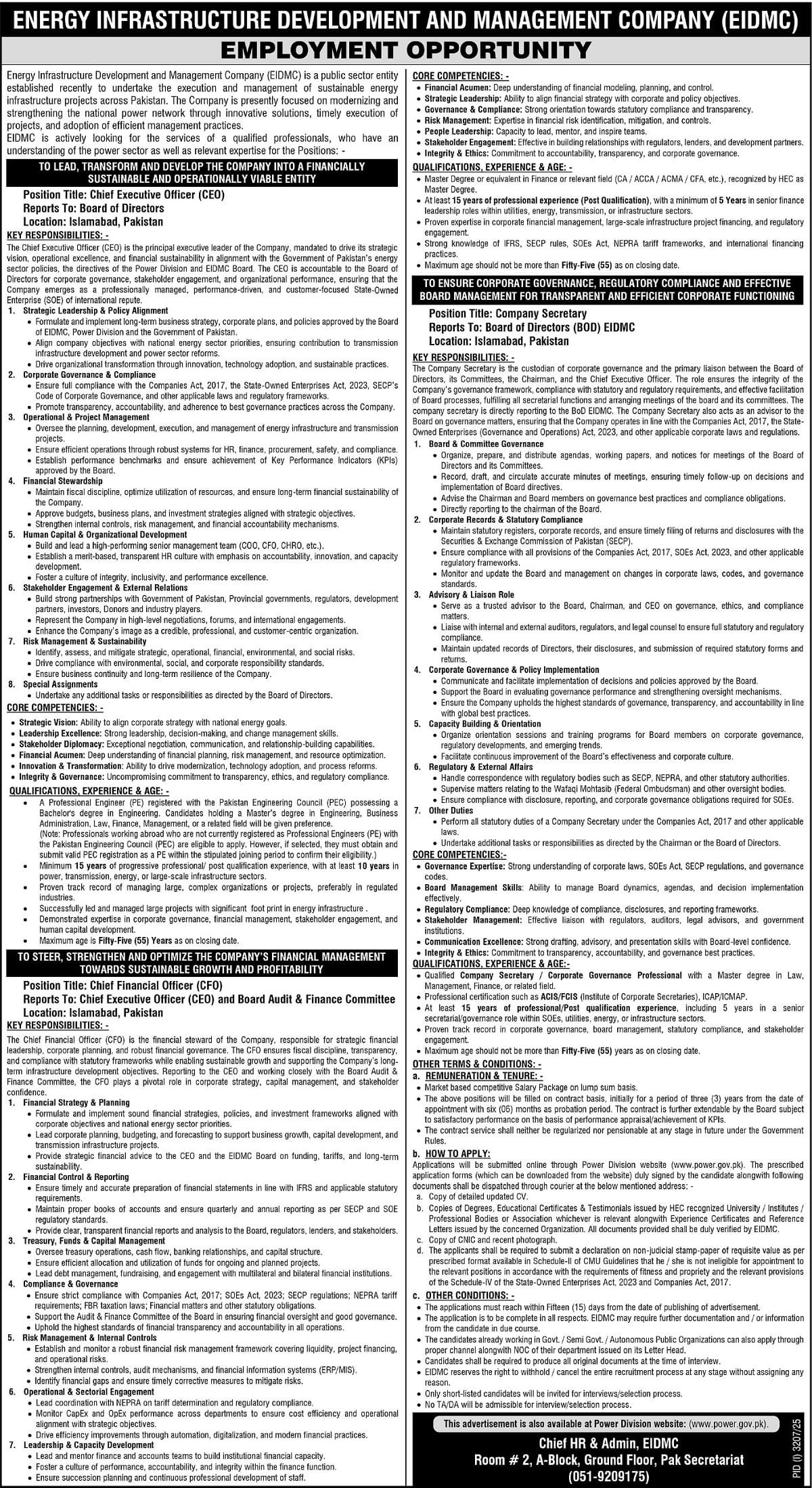 Energy Infrastructure Development Management Company Jobs
