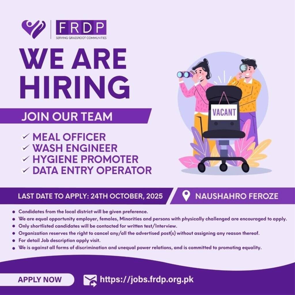 Latest FRDP Ngo Jobs Opportunities in Sindh 2025