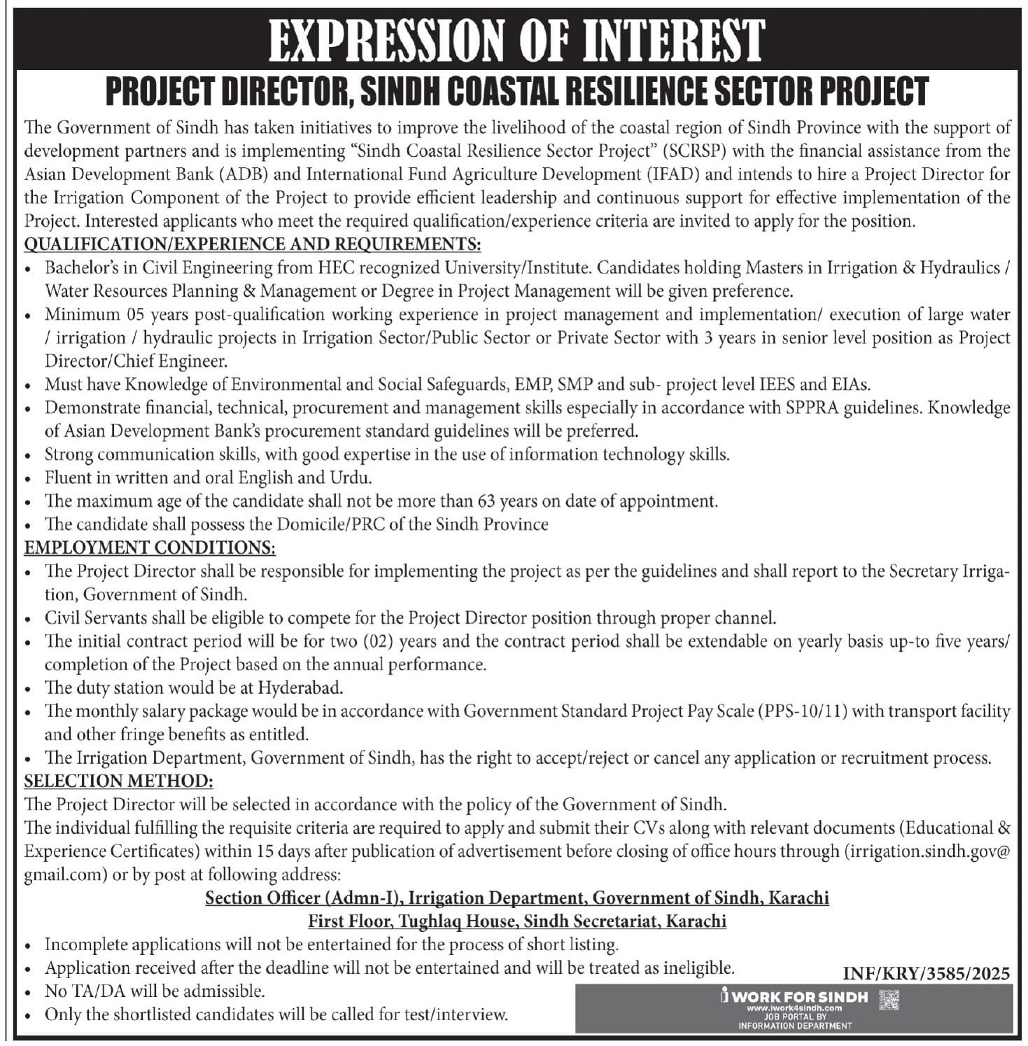 Government Sindh Irrigation Department Jobs Apply Now 2025