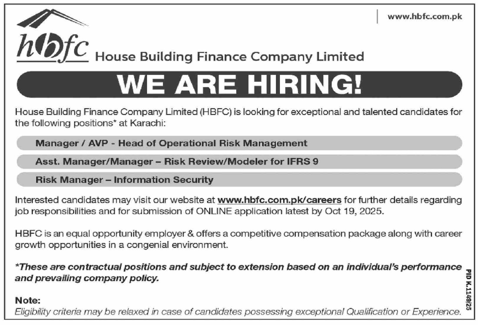 Latest House Building Finance Company HBFC Jobs Best 2025