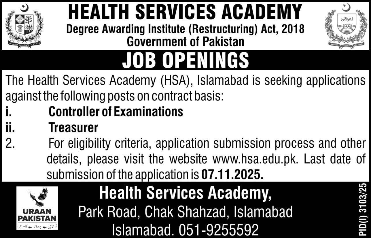 Health Services Academy HSA Jobs New in 2025