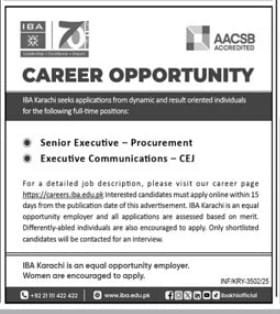 Institute Of Business Administration IBA New Jobs 2025