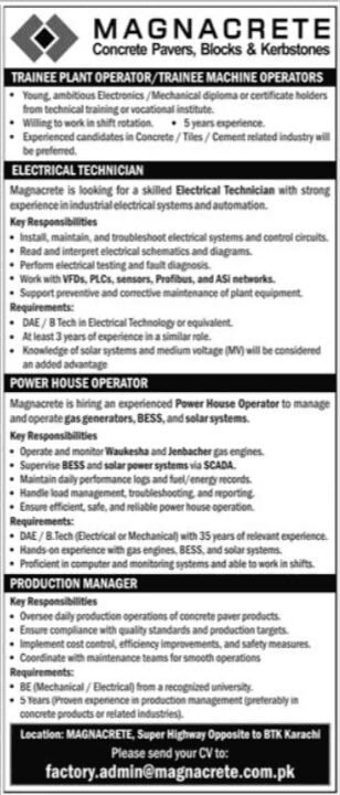 Jobs At Magnacrete Pvt Limited In Karachi 2025 New 1 Jobs At Magnacrete Pvt Limited In 2025 New
