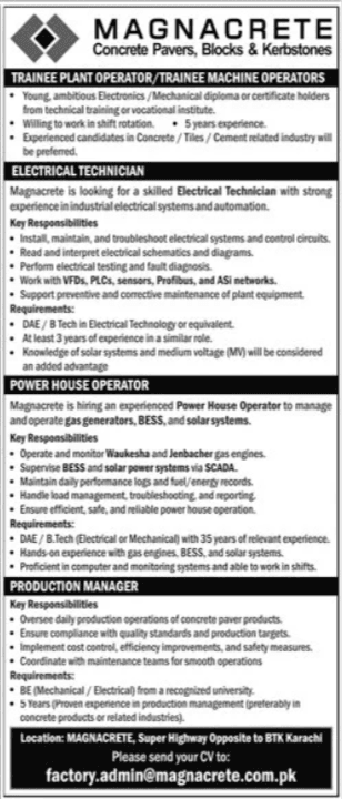 Jobs At Magnacrete Pvt Limited In 2025 New