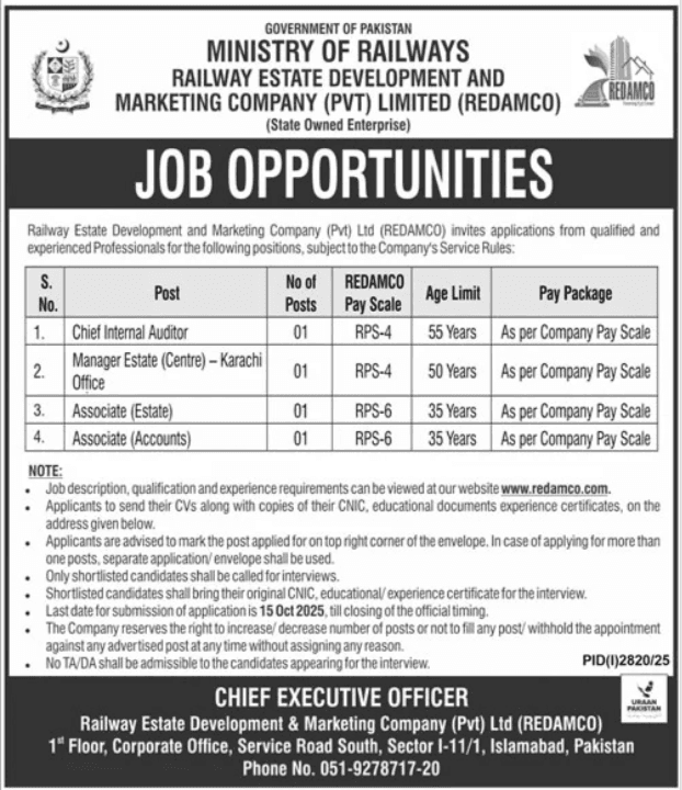 Apply Now For Ministry Of Railways Jobs 2025