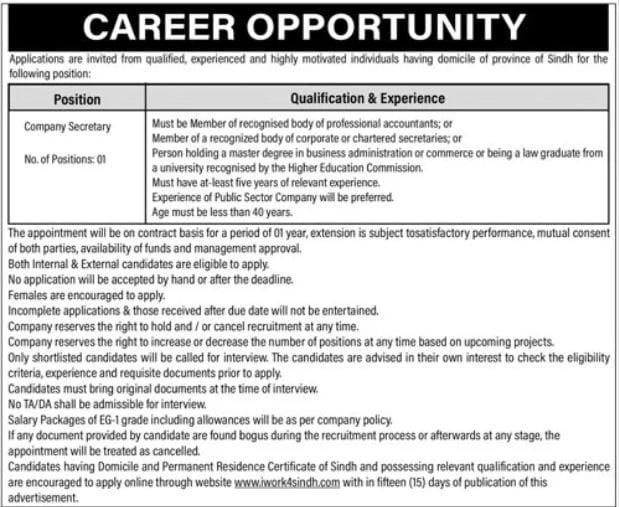 Job Opportunities In Public Sector Organization Sindh 2025