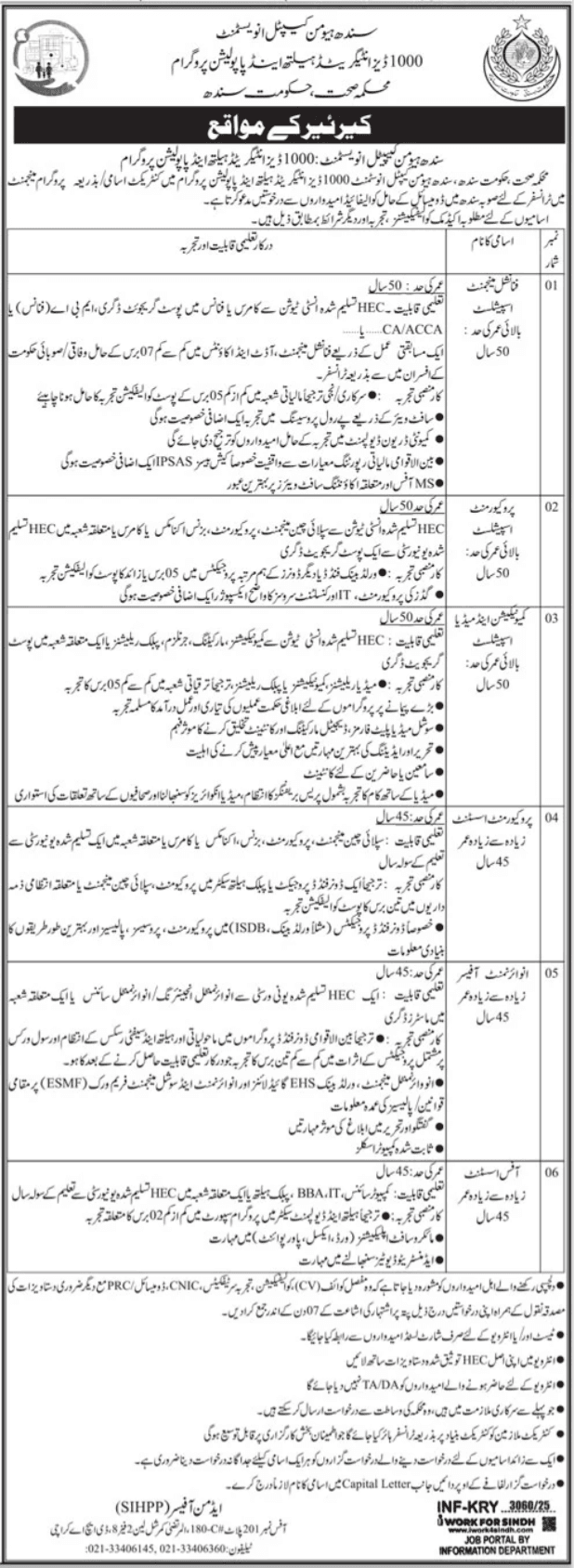 Latest Sindh Health Department Jobs Notice 2025
