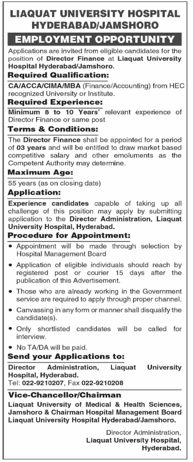Liaquat University Hospital LUH Jamshoro Jobs 2025