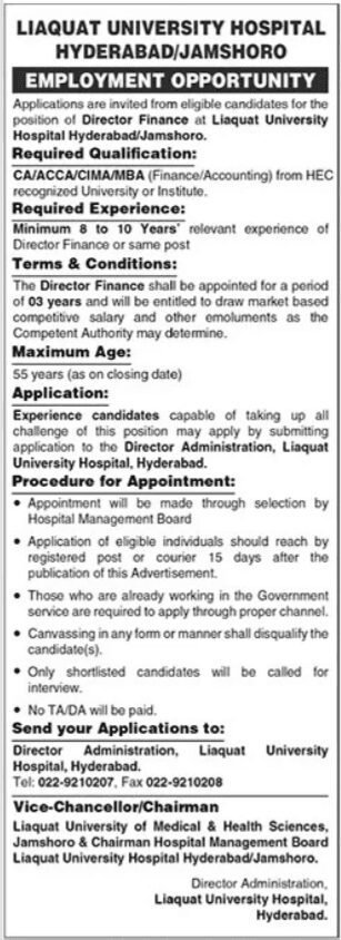 Liaquat University Hospital LUMHS Jamshoro Jobs New in 2025 1 Liaquat University Hospital LUMHS Jamshoro Jobs New in 2025