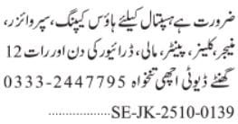 Manager and Mali Jobs 2025 In Karachi