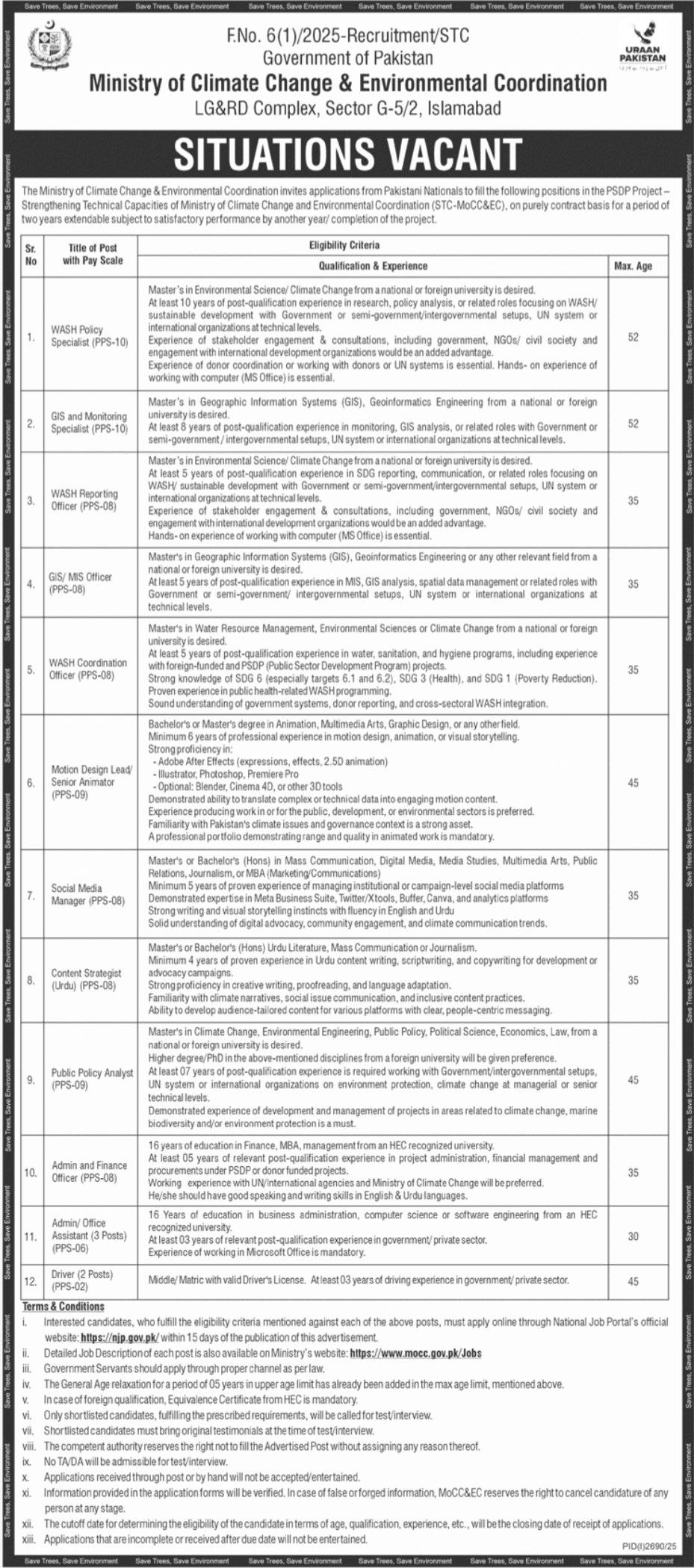 Ministry of Climate Change Exclusive Jobs 2025