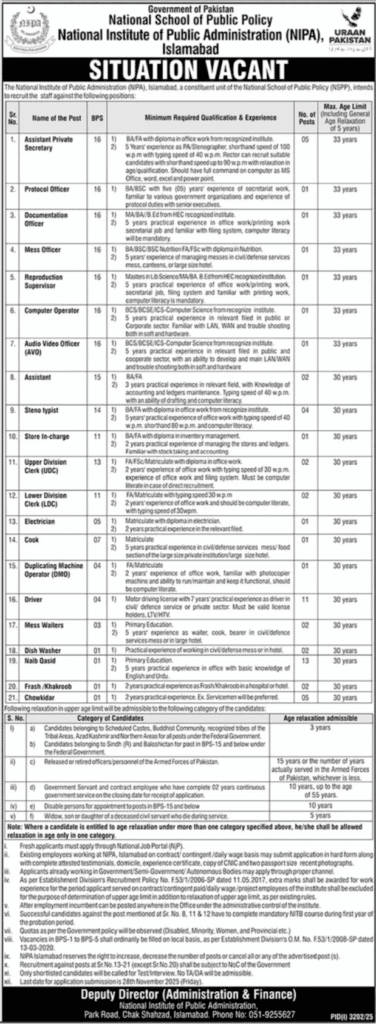 National School of Public Policy NSPP Jobs 2025 Pakistan