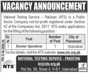 National Testing Service NTS Jobs 2025