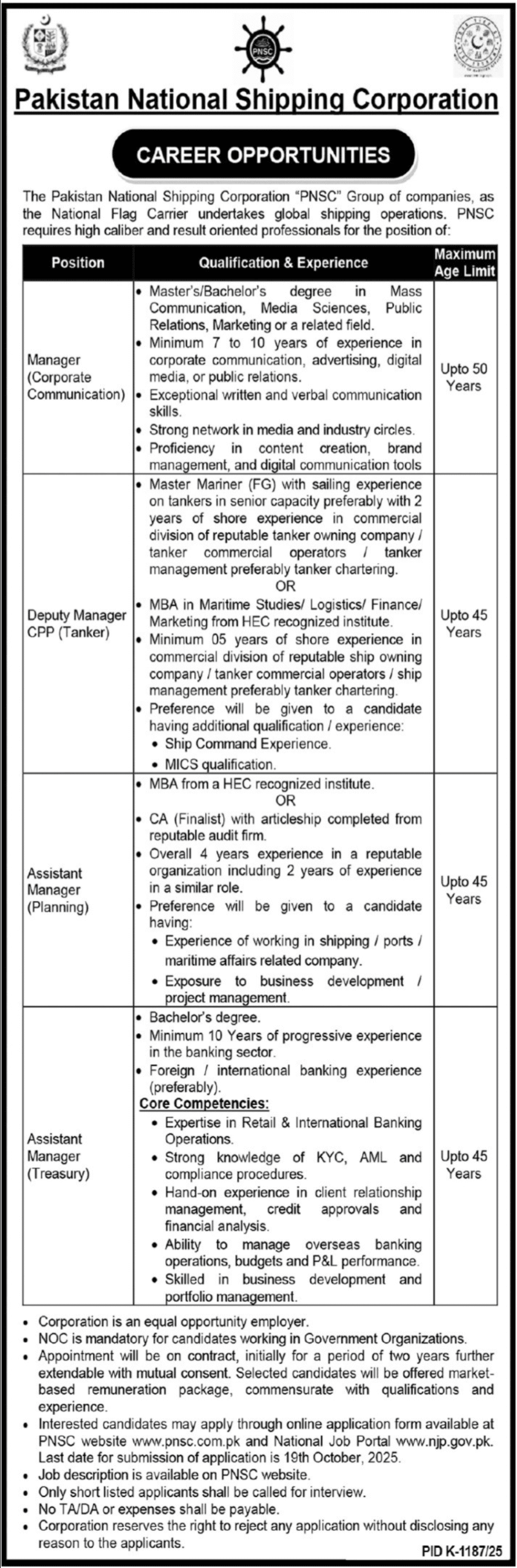 Pakistan National Shipping Corporation PNSC Jobs