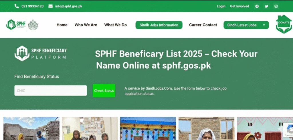 SPHF Beneficiary List 2025 – Check Your Name Online at sphf.gos.pk