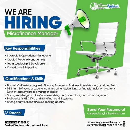 Microfinance Manager Exciting Jobs at Saylani NGO