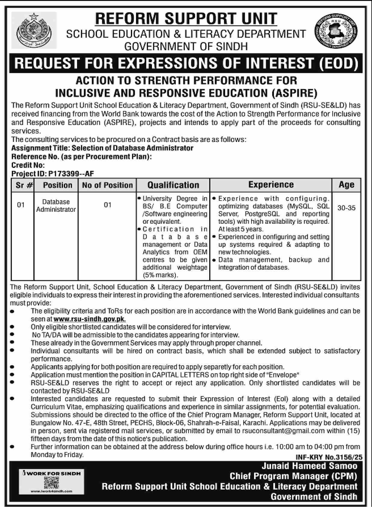 School Education and Literacy Department Sindh Jobs 2025