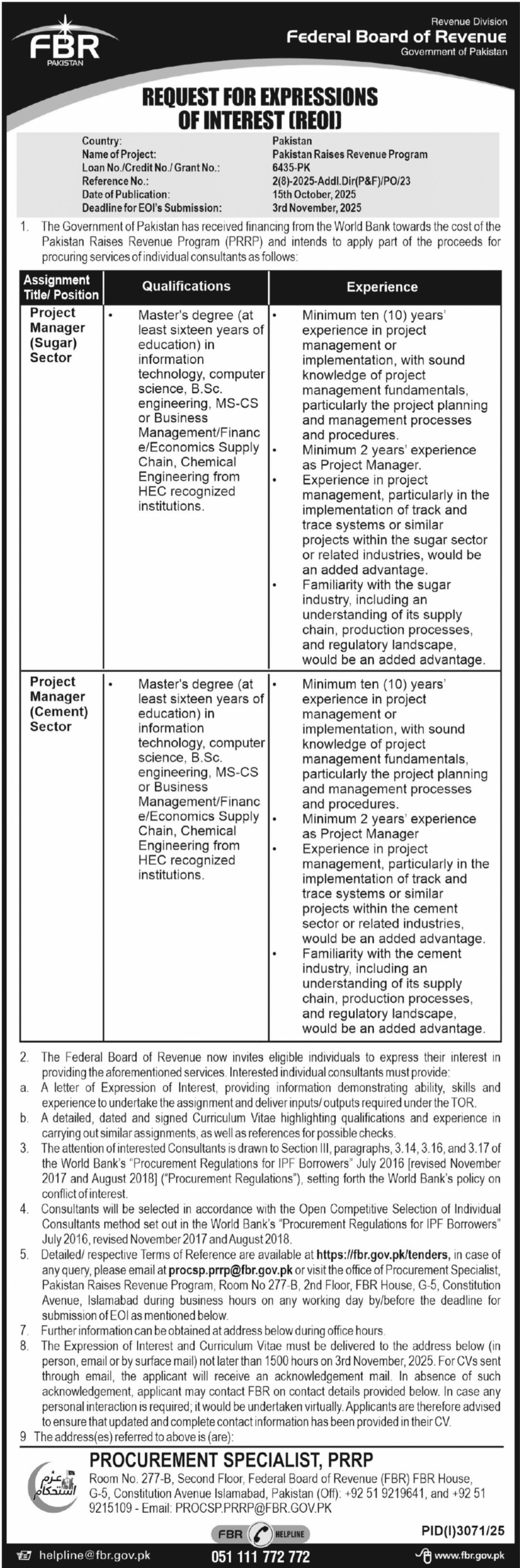 Today Federal Board Of Revenue FBR Jobs New 2025