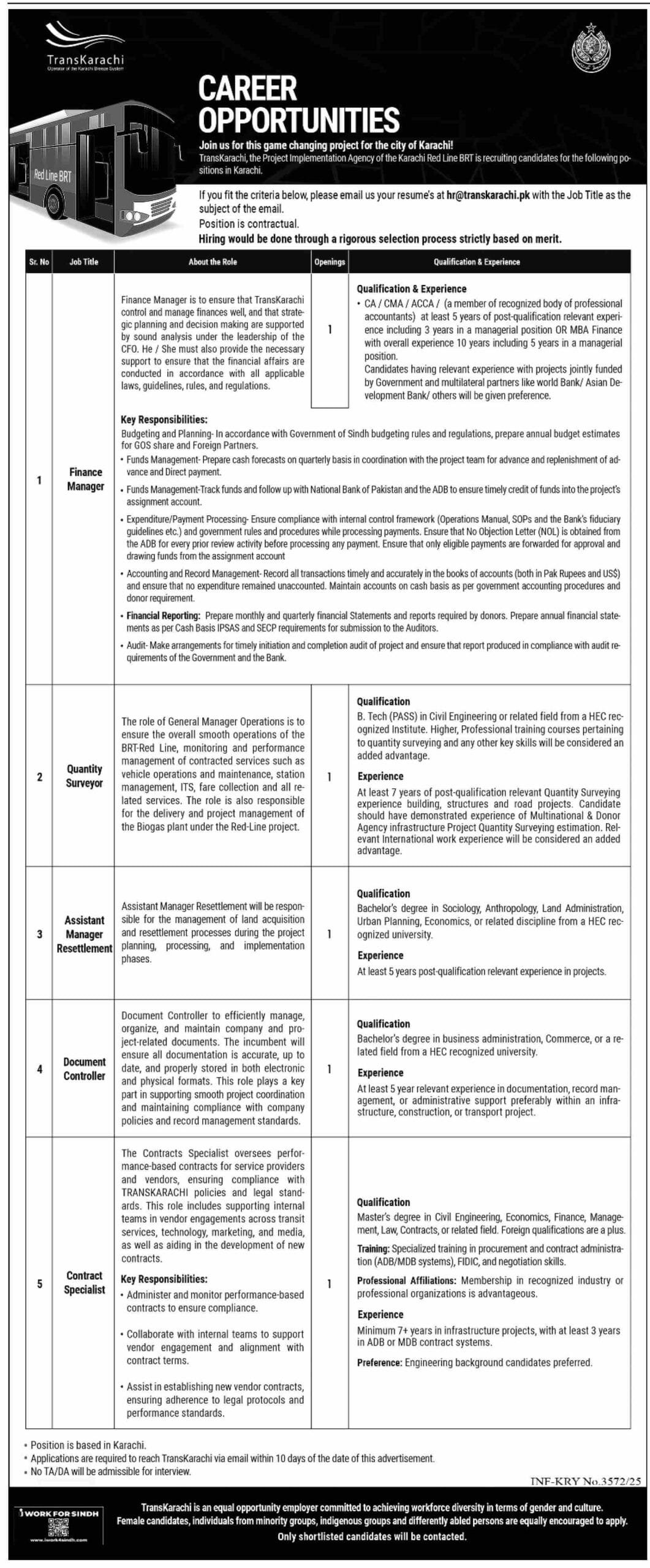 Transkarachi Company Opportunities of Jobs Advertisement