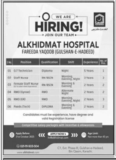 Alkhidmat Foundation Hospital Karachi NGO Jobs 2025 1 Alkhidmat Foundation Hospital Karachi NGO Jobs 2025