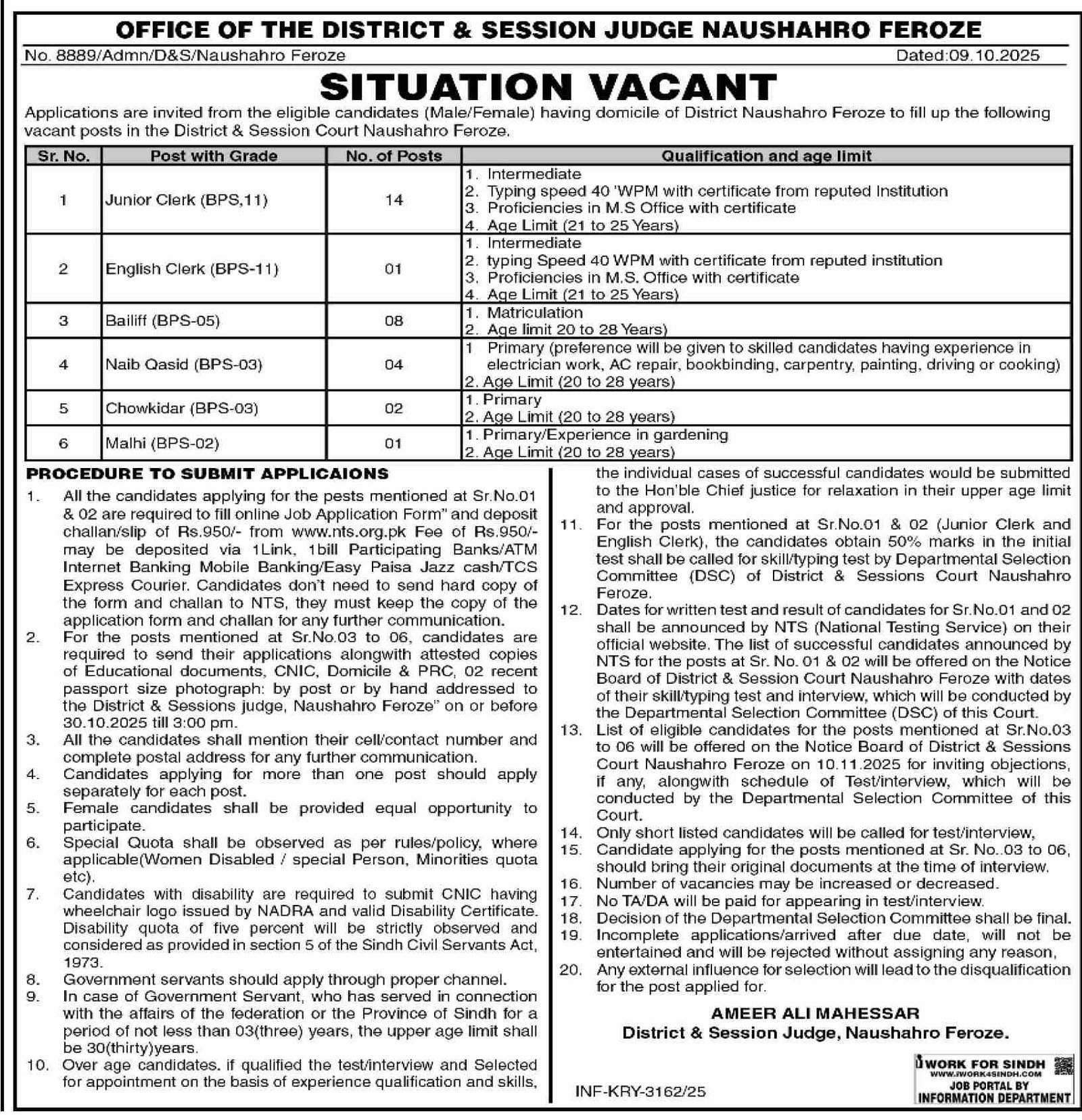 Latest Government of Sindh District Court Jobs 2025