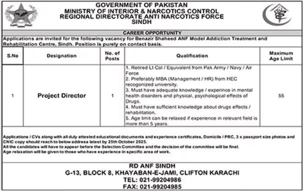 Ministry of Interior and Narcotics Control Karachi Jobs 2025