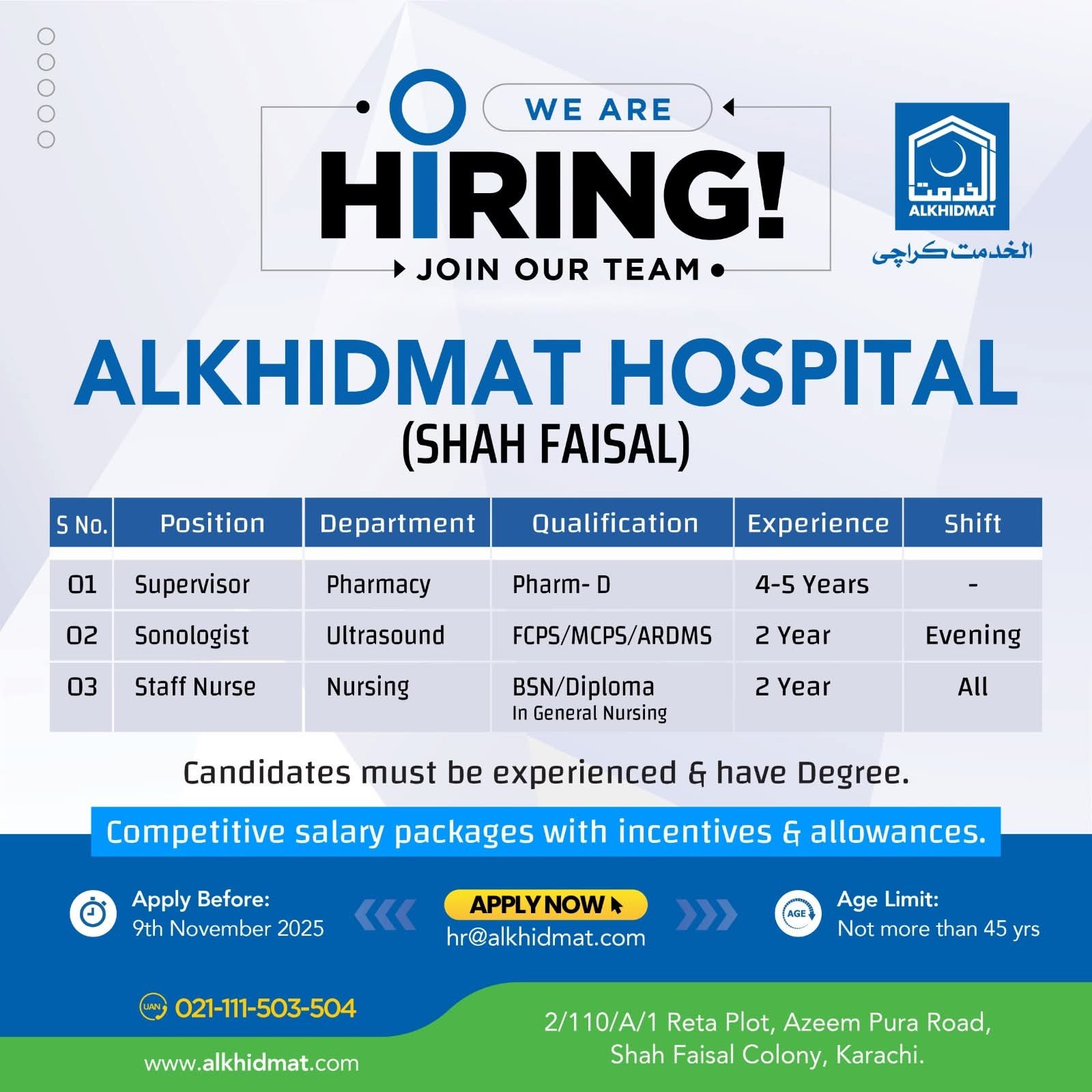 Alkhidmat NGO Hospital Jobs 2025 1 NGO Jobs at Alkhidmat Hospital Top Urgent Based Posts