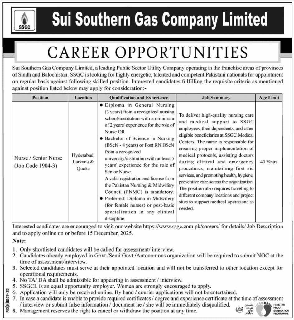 Apply For Jobs At SSGC Sui Southern Gas Company Limited 1 Apply For Jobs At SSGC Sui Southern Gas Company Limited