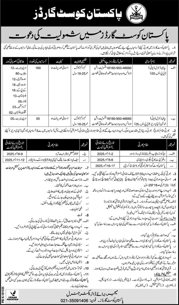 Apply Now For Jobs At Pakistan Coast Guards 1 Apply Now For Jobs At Pakistan Coast Guards Sindh