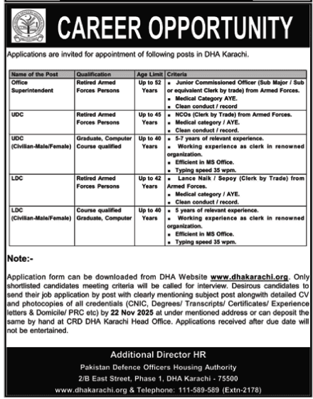 Apply Now For Pakistan Defence Officers Housing Authority Jobs