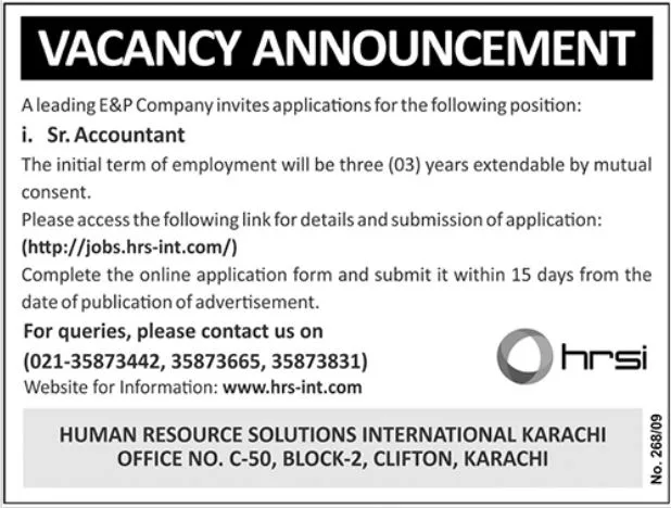 Apply Now For Senior Accountant Jobs At HRSI Private Company 1 Apply Now For Senior Accountant Jobs At HRSI Private Company