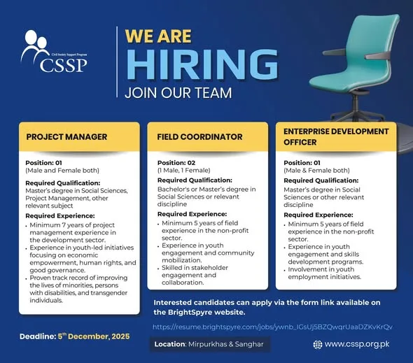 Civil Society Support Programme CSSP NGO Jobs in Sindh 1 Civil Society Support Programme CSSP NGO Jobs