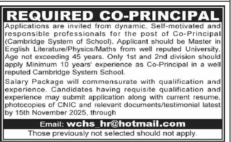 Co Principal Jobs At Cambridge System Schools