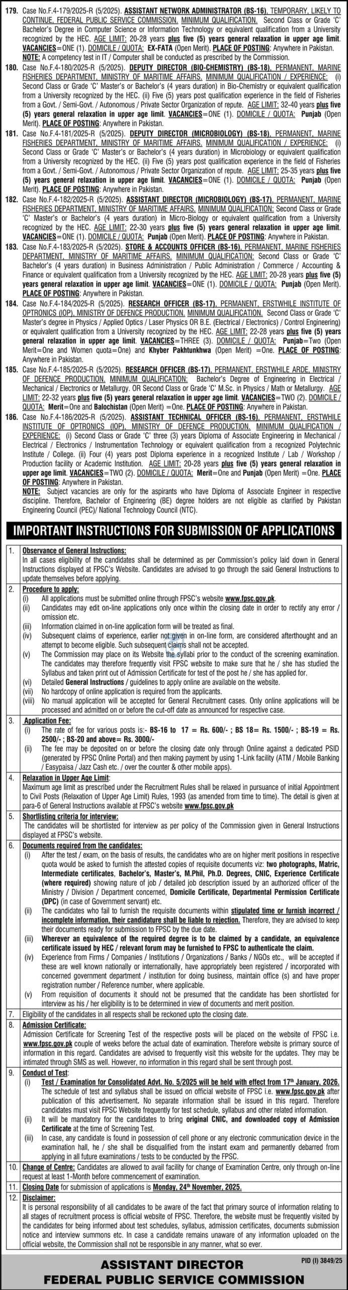 FPSC Consolidated Advertisement No 5 2025 Jobs Apply Now 2 Federal Public Service Commission FPSC Jobs Apply Now 1