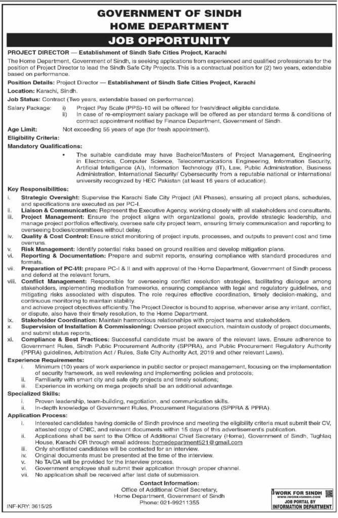 Home Department Jobs Government Of Sindh 2025