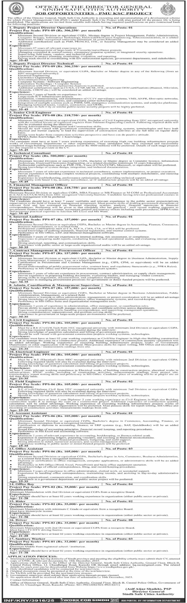 Government of Sindh Jobs At Sindh Safe Cities Authority