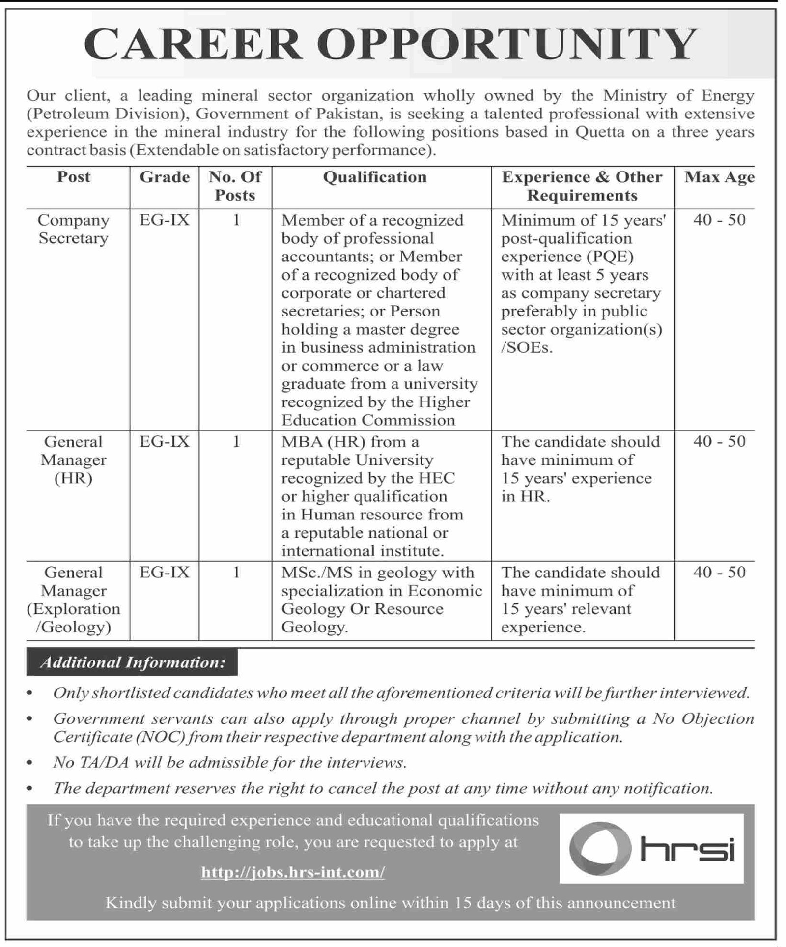 HRSI Jobs At Human Resource Solutions International New In Karachi