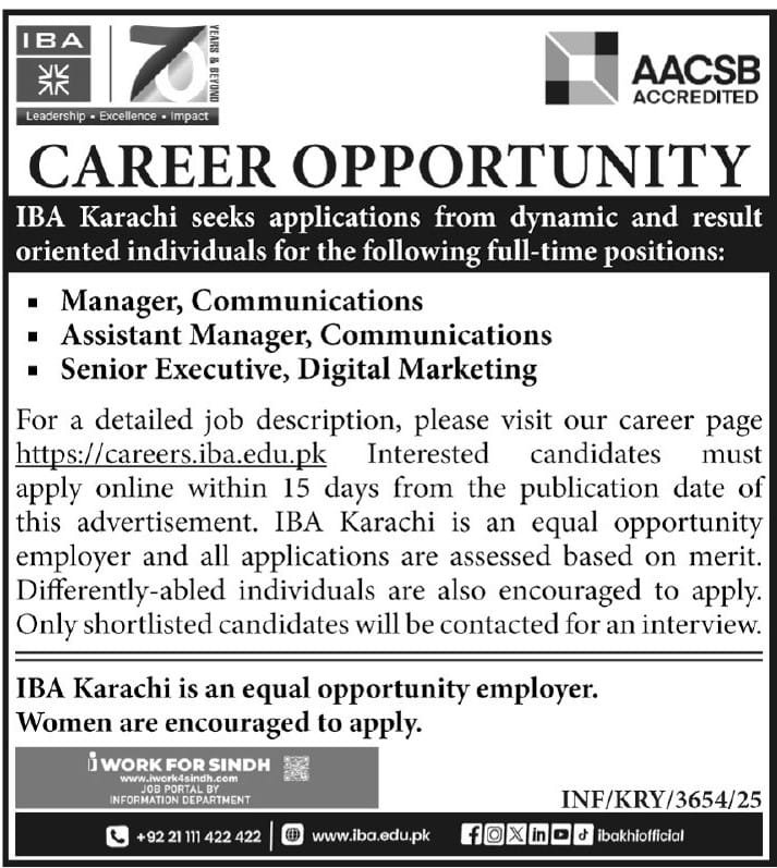 Institute Of Business Administration IBA Jobs in Sindh Urgent basis 1 Institute Of Business Administration IBA-Jobs in Sindh Urgent basis