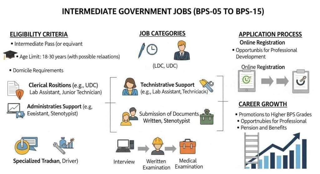 Intermediate Govt Jobs BPS-05 to BPS-15 Pass