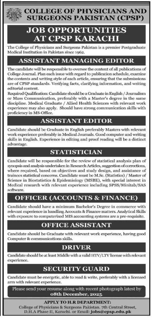 Job Opportunities at CPSP Karachi 1 Job Opportunities at CPSP Karachi