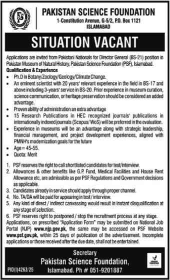 Jobs At Pakistan Science Foundation Apply Now 1 Jobs At Pakistan Science Foundation Apply Now