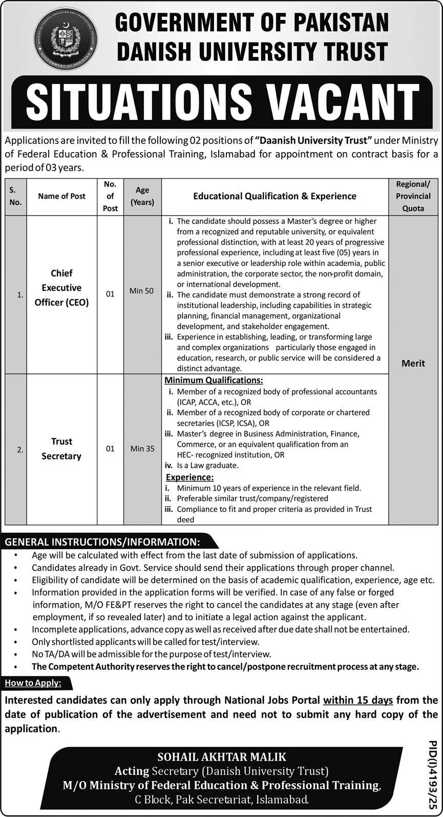 Latest Federal Education and Professional Training Jobs
