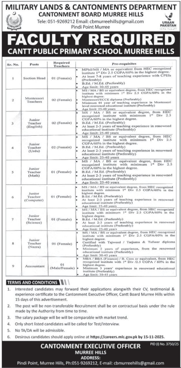 Military Lands And Cantonment Department Jobs Apply Now