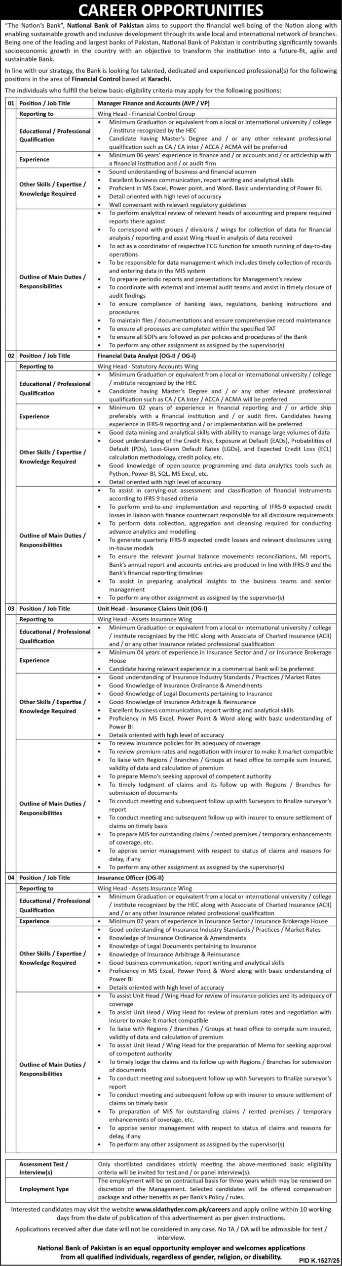 NBP Bank Jobs At National Bank Of Pakistan in Sindh